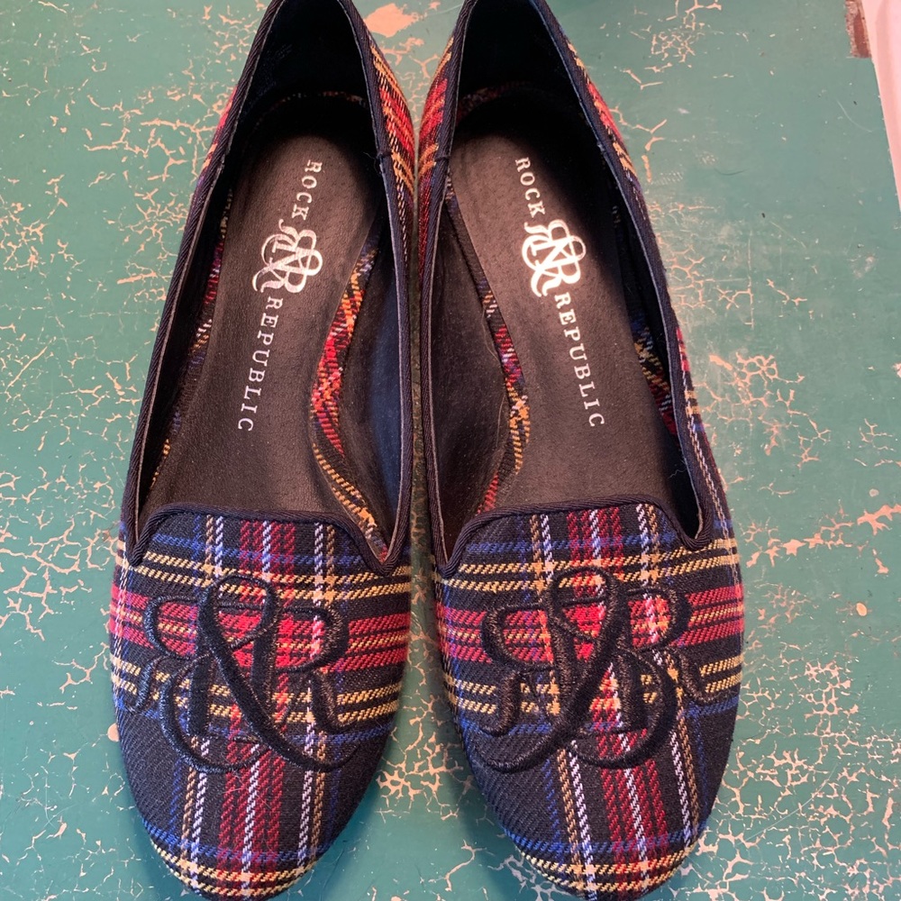 Rock & Republic Monogrammed Plaid Flats